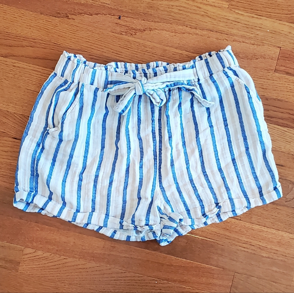SO striped linen High Rise Soft Shorts